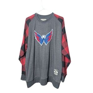 NHL Washington Capitals Sweatshirt Gray Blue Red Black Plaid Hockey Calhoun XLTG